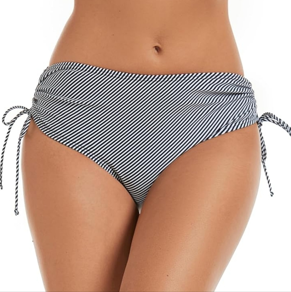 3/$15 - Bonneuitbebe Full Coverage  Adjustable Bikini Bottoms, XL, Black & Wh